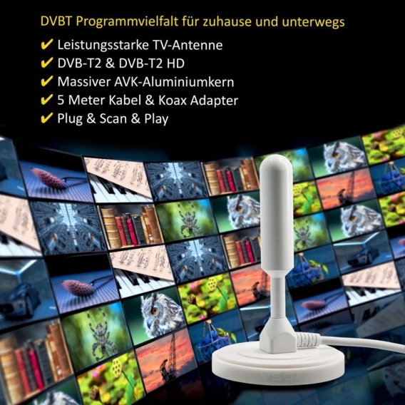 Leistungsstarke DVB-T2 HD Antenne ALU-Massivkern AVK25-PLUS