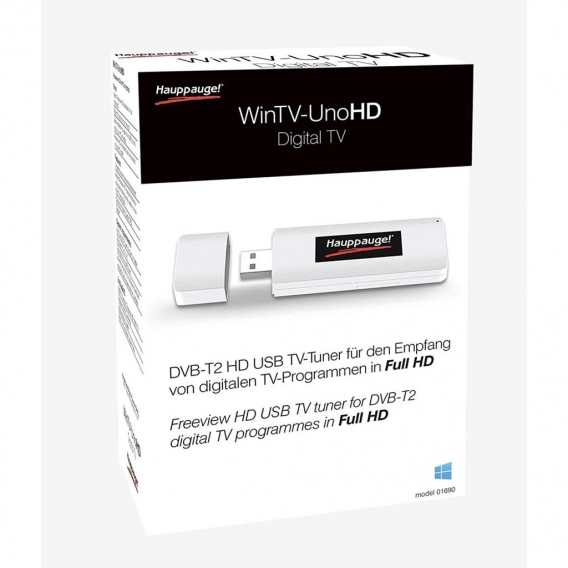 WinTV UnoHD Digital-Antenne DVB-T, DVB-T2 HD USB TV-Tuner für Windows PC / Notebook