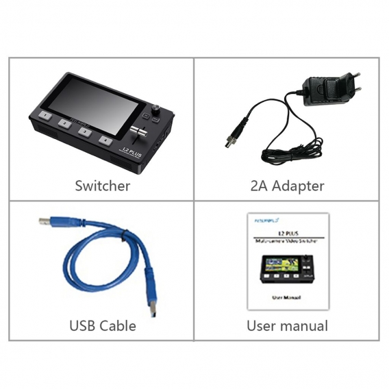 FEELWORLD L2 PLUS Multiformat-Videomischer mit 5,5-Zoll-Touchscreen, 4-Kanal-HDMI-Eingang, USB3.0-Livestream fuer Sport, E-Sport