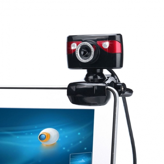 USB 2,0 12 Megapixel HD-Kamera Webcam 360 Grad mit Clip-on Mikrofon fuer Skype Desktop Computer PC Laptop