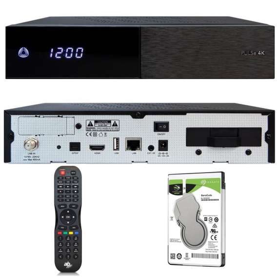 AB PULSe 4K UHD 1xDVB-S2X H.265 HDR10 PVR LAN E2 Linux Sat Receiver + Open ATV 6.4 + 2TB