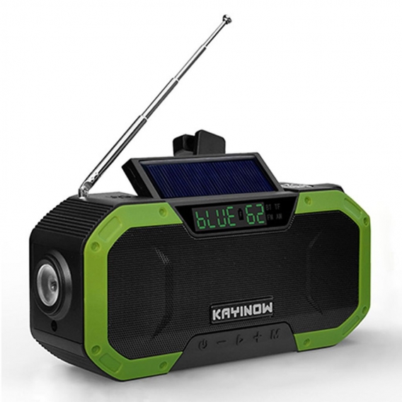 Solar Radio, Multifunktion Tragbares Outdoor Radio Kurbelradio mit Bluetooth AM/FM Wetter Radio, Notfall SOS Alarm
