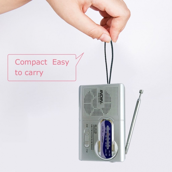 INDIN BC-R119 AM / FM-Dualband-Mini-Radioempfänger, tragbarer Player Eingebauter Lautsprecher mit 3,5-mm-Standardkopfhörerbuchse