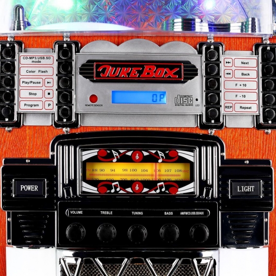 auna Graceland XXL - Jukebox, Retro Musikbox, MP3-fähiger CD-Player, USB-Port, SD-Karten Slot, 3,5 mm-Klinke AUX-Eingang, UKW Ra