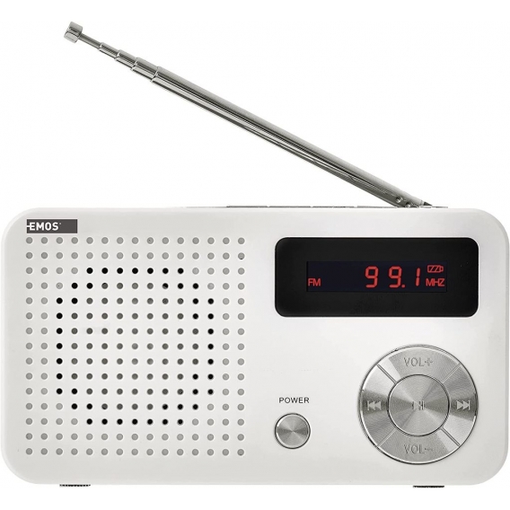 EMOS Tragbares Digitales FM-Radio und MP3-Player mit Akku, USB-Port, Micro-SD Karte-Slot und Kopfhörer-Anschluss/ausziehbare Ant