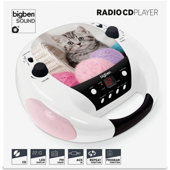 Bigben Interactive CD52CATS3, Mehrfarbig, Tragbarer CD-Player
