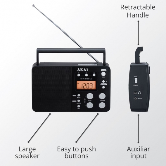 AKAI Multiband AM FM SW Radio mit digitaler Abstimmung Kurzwellenempfänger