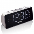 Lenco CR-18 White - FM-Radiowecker mit großem 1,8" Display - weiße LED´s - 2 Weckzeiten - Schlummerfunktion - Dimmfunktion - Wei