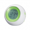 Quarz-Wecker mit Luftreinigungssystem – weiß, grün – mit Temperatur, Datums- und Wochentagsanzeige, Schlummerfunktion und LED-Hi