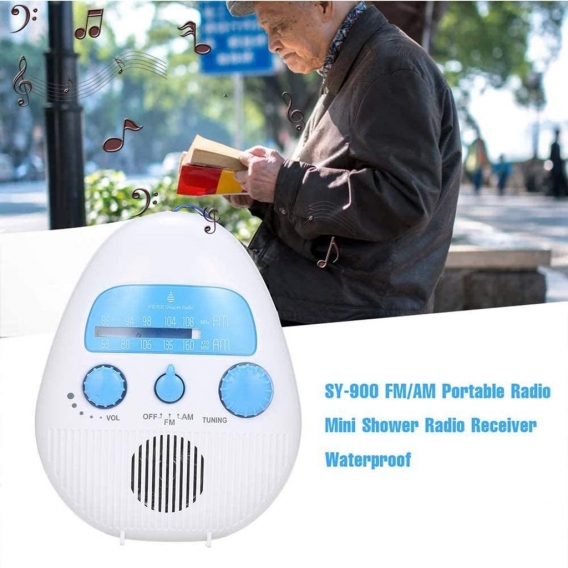 Mini Duschradio Wasserdicht Bad Radio Batteriebetrieben FM/AM-Radio
