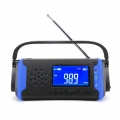 Solarradio Digital LCD Bildschirm Notstrombank Umweltschutz Handkurbelradio (Blau)