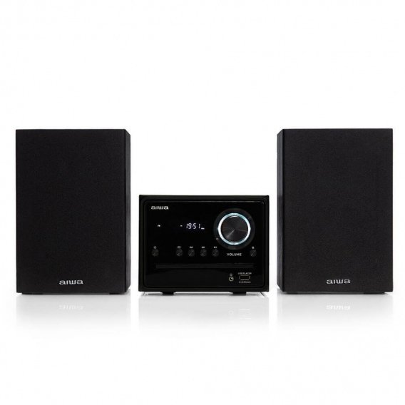 Aiwa MSBTU-300 schwarz Micro-HiFi-System 20W mit Bluetooth, CD, USB, FM-Radio, CD-Player, Kompaktanlage, Stereo, 10W + 10W, Laut
