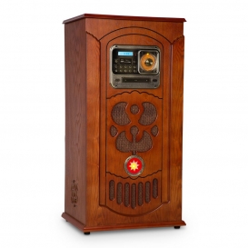 More about auna Musicbox Jukebox - Retro-Stereoanlage, Musikanlage, Plattenspieler, MP3-fähiger CD-Player, Bluetooth, USB, SD, UKW-Tuner, A