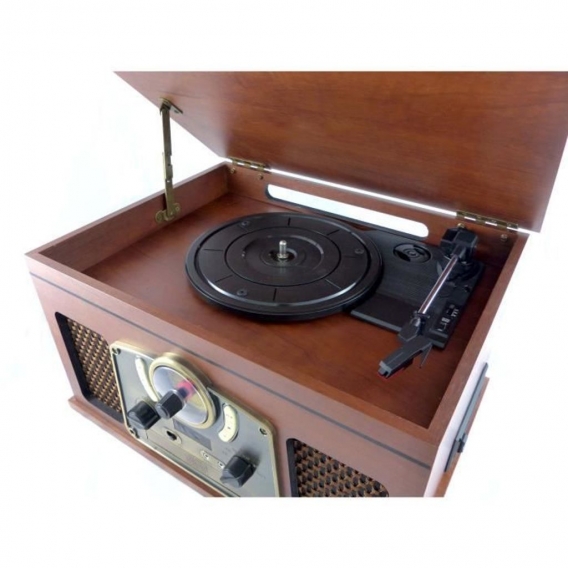 INOVALLEY RETRO10E-BTH-N - Retro-HiFi-System - Bluetooth-Konnektivität, USB, Vinyls, CD, K7-Audio, FM-Radio, Aux-In - Altes Holz