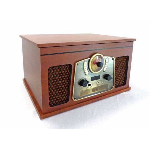 INOVALLEY RETRO10E-BTH-N - Retro-HiFi-System - Bluetooth-Konnektivität, USB, Vinyls, CD, K7-Audio, FM-Radio, Aux-In - Altes Holz