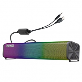 More about HXSJ Q9 3,5-mm-Computerlautsprecher mit RGB-Licht, 10 W, Soundbar, Heimkino, PC-Soundbar, Surround-Soundbox, USB-betrieben fuer 