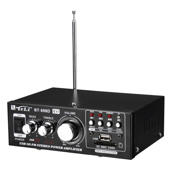 600W 2CH Verstärker Heim / Auto Bluetooth HiFi Stereo Verstärker Mic System FM Radio MP3