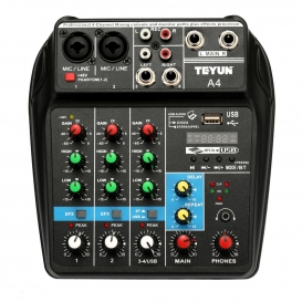 More about TU04 BT Sound Mixing Console Rekord 48 V Phantomspulenmonitor AUX-Pfade plus Effekte 4-Kanal-Audiomischer mit USB