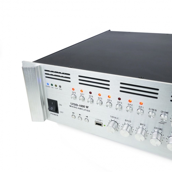 BeMatik - Professionelle Sound-Verstärker 1000W 110V 8 Zonen mit MP3 AUX MIC Rack