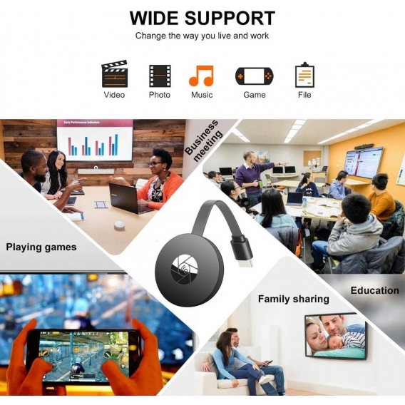 Drahtloser HDMI-Displayadapter, WiFi-Display-Dongle, tragbarer 1080P-TV-Empfänger Airplay-Dongle-Spiegelbildschirm vom Telefon z