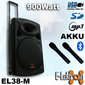 More about E-Lektron EL38-M 900W mobile PA Sound Anlage Akku-MP3-USB-SD-Bluetooth inkl. Funkmikrofone Soundsystem - EL815860