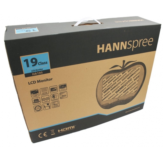 Hannspree HA195 HPR LED Display 18.5 Zoll Flach Matt 1366 x 768 Pixel Apfeldesign - rot/wei