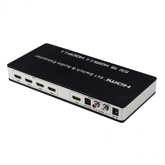 4x1 HDMI Switch und Audio Extractor UHD 4K 3D HDMI 2.0 ARC - Toslink+Cinch