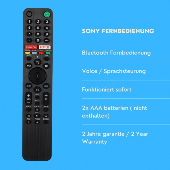 Ersatz Fernbedienung Sony TV XR-75X94J | XR-77A80J | XR-77A83J | XR-77A84J | XRM-75X90J  Voice & Bluetooth
