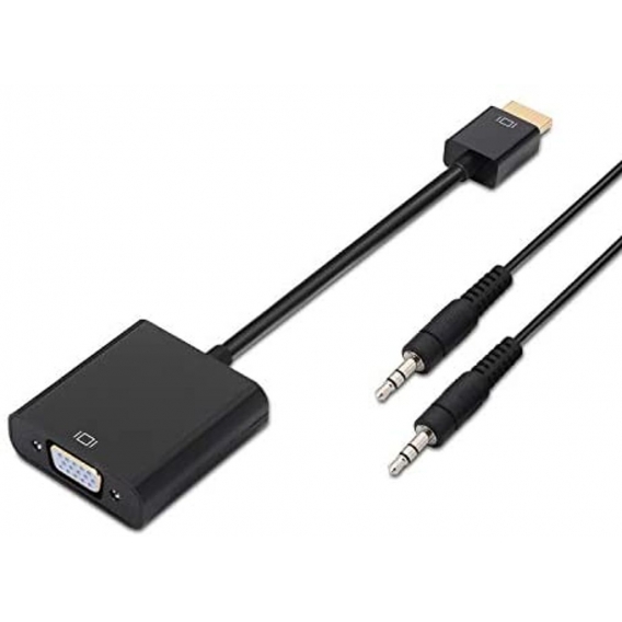 AISENS A122-0126 - HDMI zu SVGA Konverter (Buchse 3.5/H, 10cm+1m für den Anschluss eines VGA Displays) Farbe schwarz