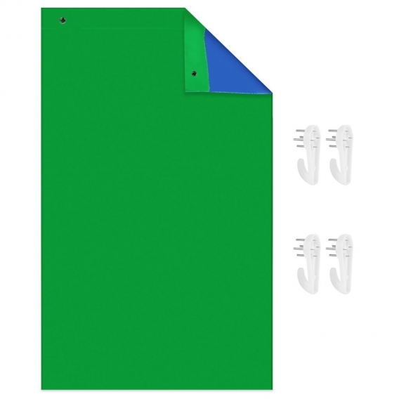 Andoer 1,5 * 3 Meter / 5 * 10 Fuss zweifarbiger Hintergrund Waschbarer Hintergrundbildschirm Haengeschlaufen aus Polyester-Baumw