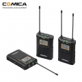 CoMica CVM-WM100 PLUS UHF 48-Kanal-Funk-Dual-Lavalier-Mikrofonsystem (Doppelsender und ein Empfaenger) mit Echtzeitueberwachung 
