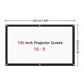 100-Zoll-Projektionswand Tragbare faltbare Projektionswand 16: 9-Polyester-Projektionswand fuer Home Office KTV