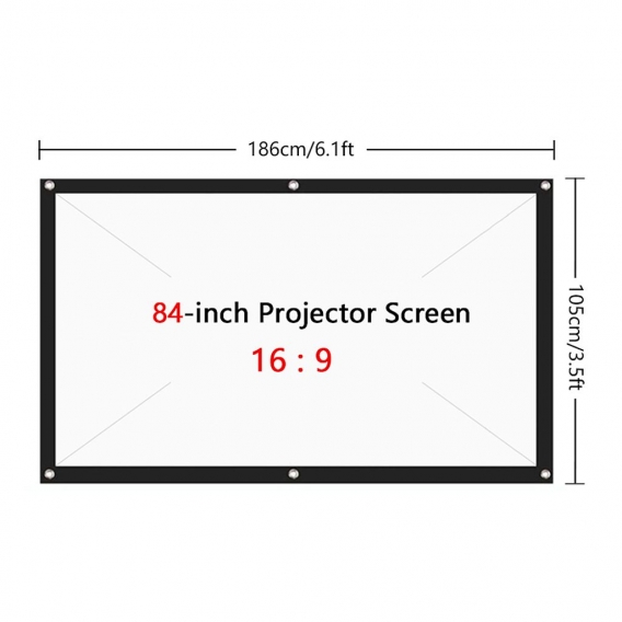 84-Zoll-Projektionswand Tragbare faltbare Projektionswand 16: 9-Polyester-Projektionswand fuer Home Office KTV