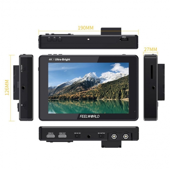 FEELWORLD LUT7S PRO 7-Zoll-DSLR-Kamera Feldmonitor Videomonitor 2200nits 3D-LUT-Touchscreen-IPS-Panel mit 4K HDMI / 3G-SDI-Einga