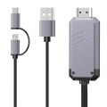 Typ C/Micro USB zu HDMI Kabel Adapter 1080P Bluetooth 5,0 HDMI Converter w/Ladekabel für smartphone zu TV/Projektor/Monitor [1,8