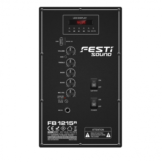 Mega Active Speaker / Amplified - FestiSound FESTI215-1000W / -Autonomous auf Batterie BT / USB / SD - Micro Wired / Wireless