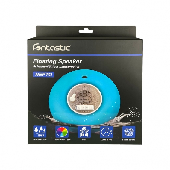 Fontastic Prime Drahtloser Lautsprecher Nepto, Wasserdicht IP67 ws versch. Lichteffekte, Super Bass Sound, TWS-fähig