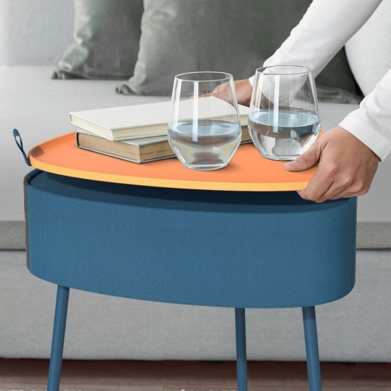 Fontastic Prime Drahtloser Lautsprecher Mesu im Tisch Design blau Raumfüllender Klang, Tischplatte induktives Laden