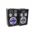 Fenton KA-08 Aktiv Passiv Karaoke-PA-Lautsprecher Boxen Set (300W RMS, USB-SD-Slot, LED-Lichteffekt musikgesteuert, Mikrofon-und