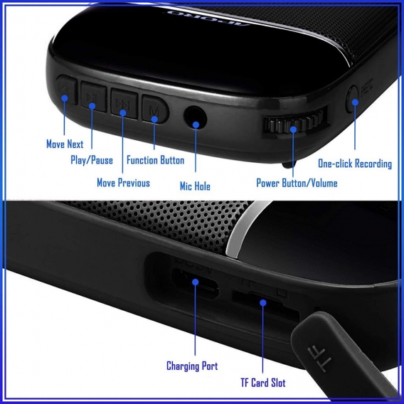 APORO Mini Bluetooth Multifunktionsgerät Lautsprecher schwarz