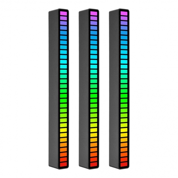 RGB Sound Control Rhythm Lights 3 PCS 32 LED 18 Farben Audio Spectrum Mode 5 Geschwindigkeitsstufen 4 Helligkeitsstufen TYPE-C U