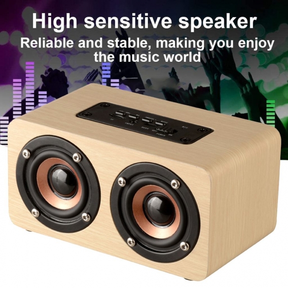 Doppellautsprecher Aus Holz Tragbarer Bluetooth Lautsprecher Bass Kabelloser Wasserdicht Speaker Eingebautem Mikrofon Spielzeit,