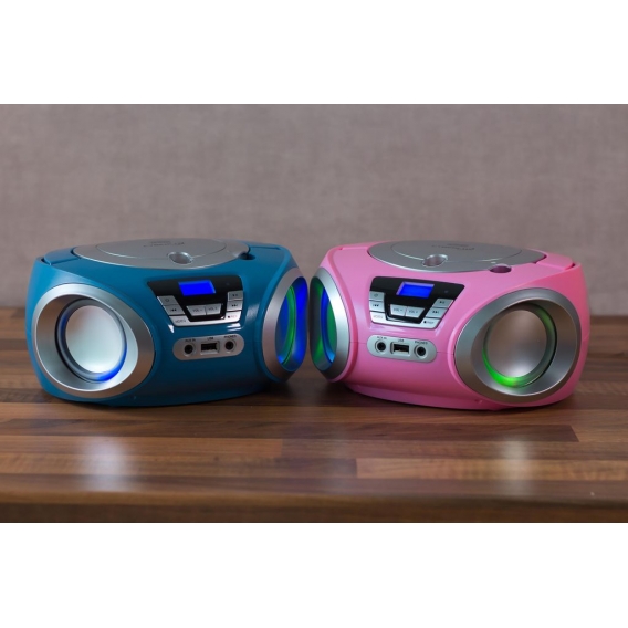 Cyberlux CD-Player mit LED-Beleuchtung | Tragbares Stereo Radio | CD-Player | Kinder Radio | Stereo Radio | Stereoanlage | Pink