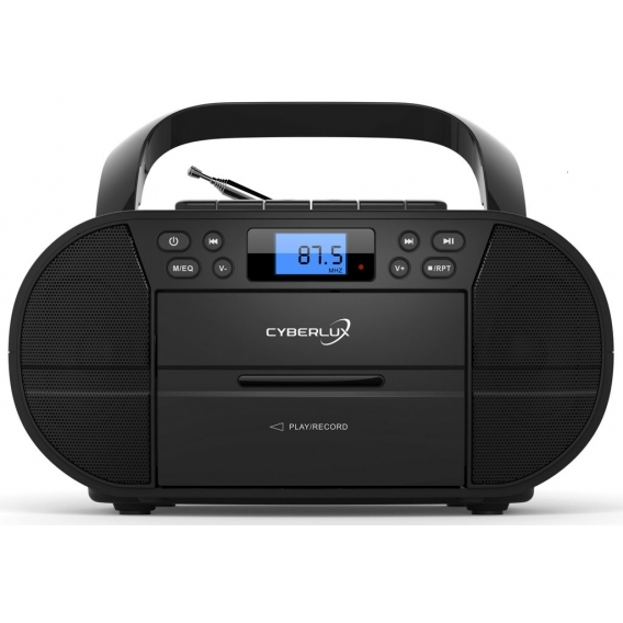 Cyberlux CD-Player mit Kassettendeck | USB | FM Radio mit 20 Speicherplätze | Schwarz