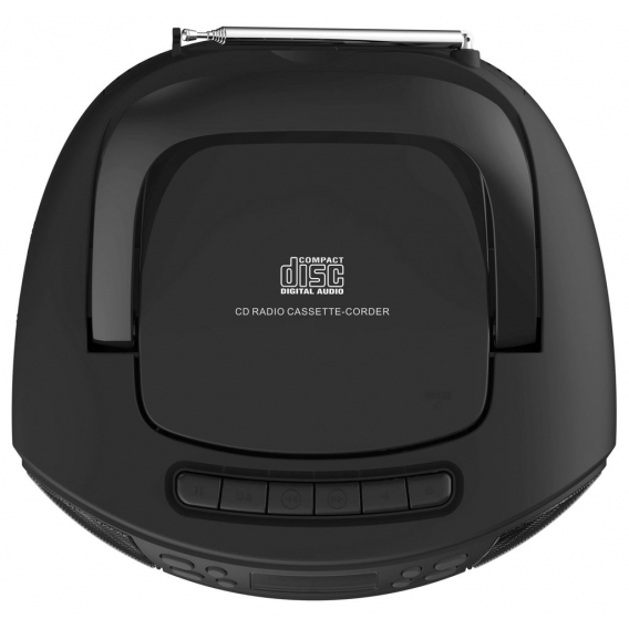 Cyberlux CD-Player mit Kassettendeck | USB | FM Radio mit 20 Speicherplätze | Schwarz