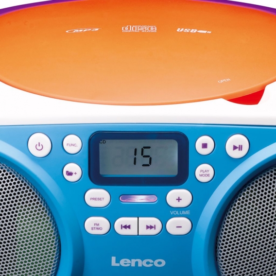 Lenco SCD-41 - Tragbares FM-Radio mit CD/MP3-Player - USB-Anschluß - Kopfhöreranschluß - AUX-Eingang - Kinderradio - Bunt