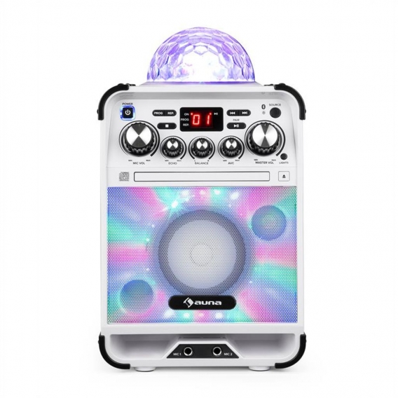 AUNA Rockstar - Karaoke-Anlage, Mini-Sound-System, Karaoke-System, LED-Jellyball, AVC-Funktion, Echo-Effekt, Bluetooth, CD, CD-R