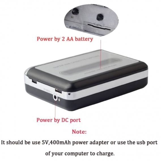 2 in 1 Tragbare Kassettenspieler - USB-Kassetten-Band-zu-MP3-Konverter Capture HiFi Audio Music Player Portable Tape Player Capt