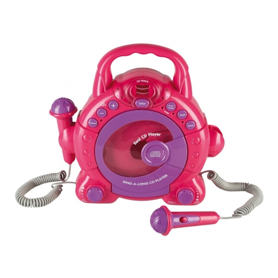 Idena Kinder-CD-Player, mit 2 Mikrofonen, pink und blau Farbe: Pink