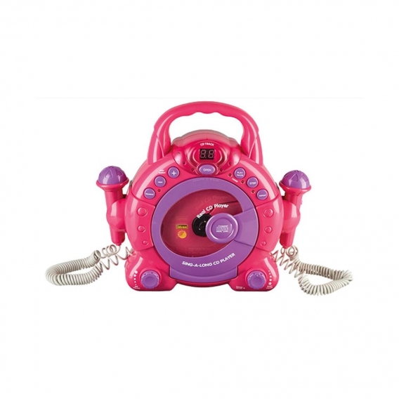 Idena Kinder-CD-Player, mit 2 Mikrofonen, pink und blau Farbe: Pink
